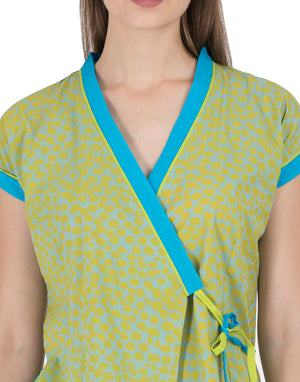 Green Hand Printed Dharamsala Wrap Top