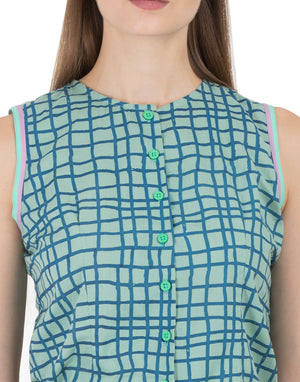 Green Hand Printed Gurgaon Camisole