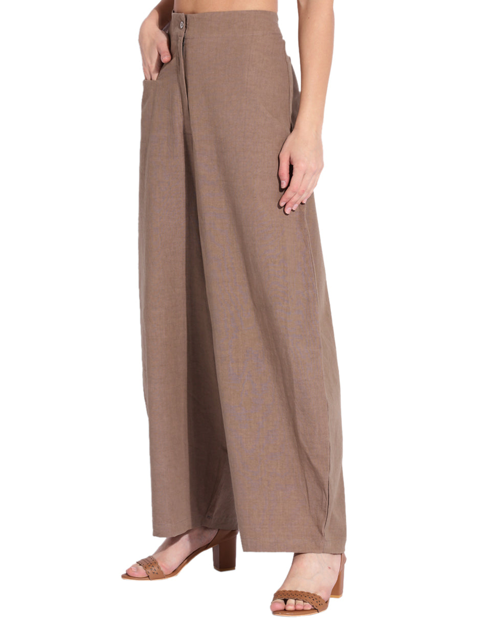 Brown Fitted Cocoon Pant