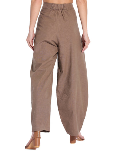 Brown Fitted Cocoon Pant