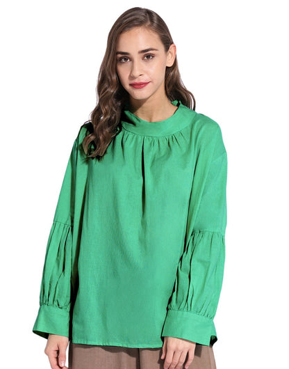 Green Balloon Sleeve Top