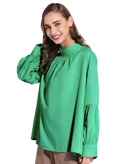 Green Balloon Sleeve Top