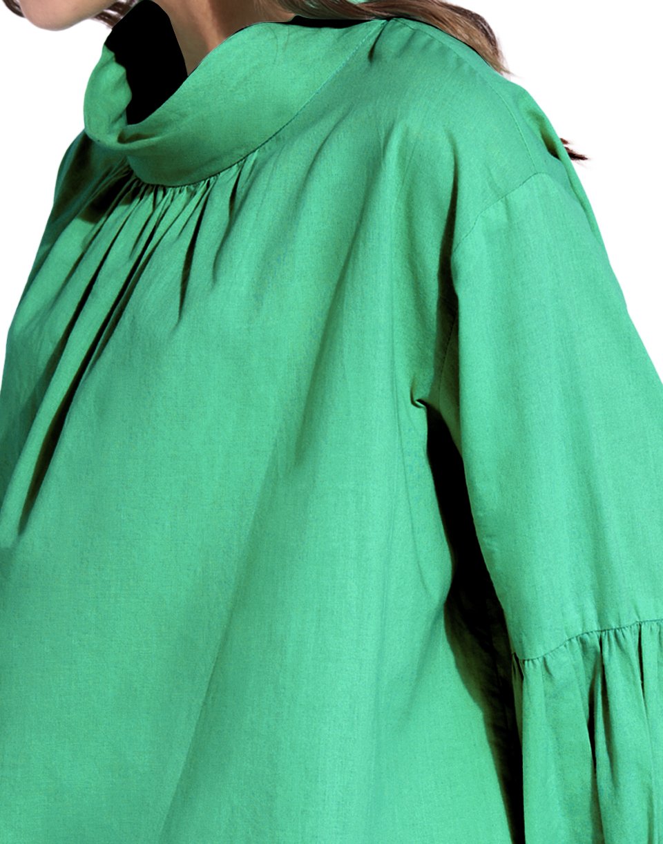 Green Balloon Sleeve Top