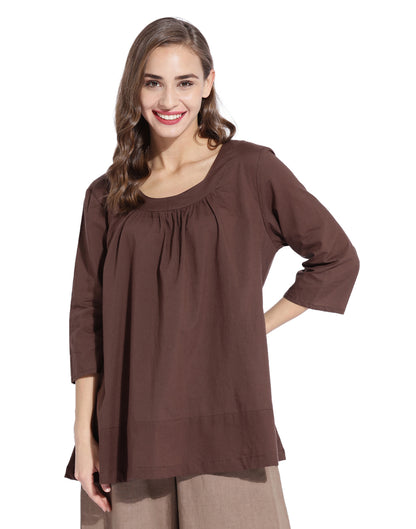 Brown Front Gather Top