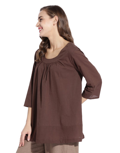 Brown Front Gather Top