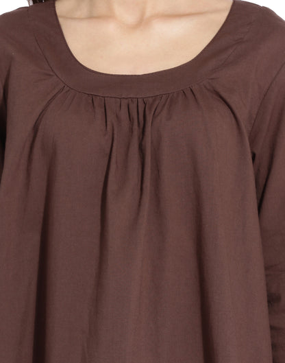 Brown Front Gather Top