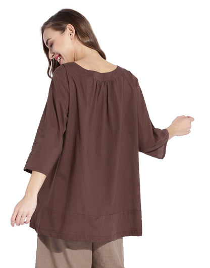 Brown Front Gather Top