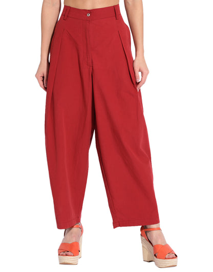 Maroon Pleated Pant