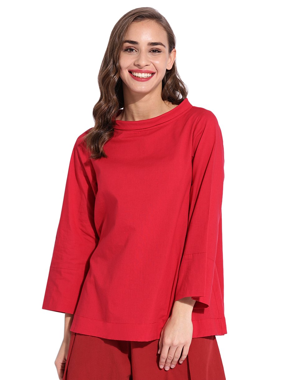 Red  High Neck  Top