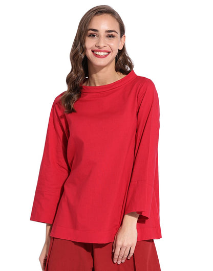 Red  High Neck  Top