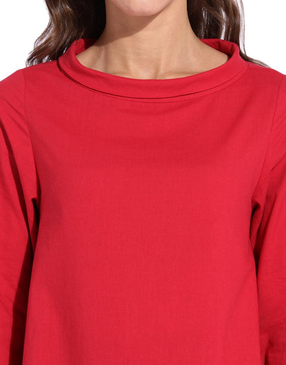 Red  High Neck  Top