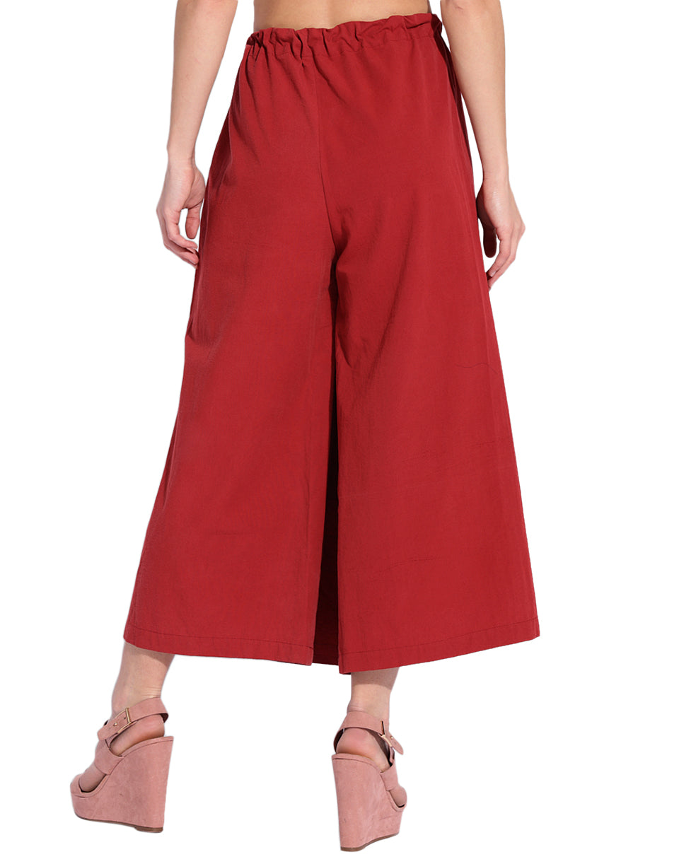 Maroon Wrap Over Pant