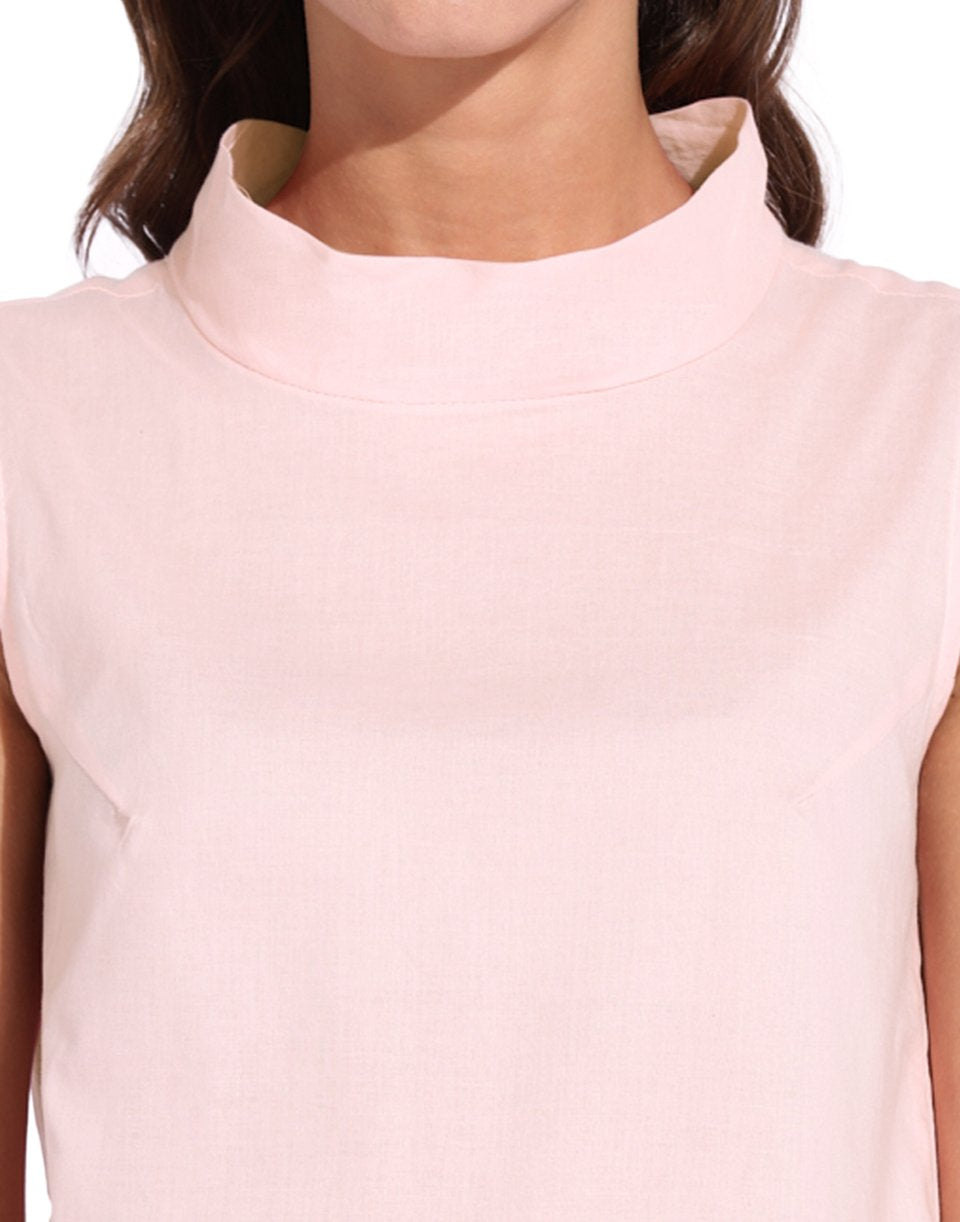 Baby Pink High Neck Sleeveless Top