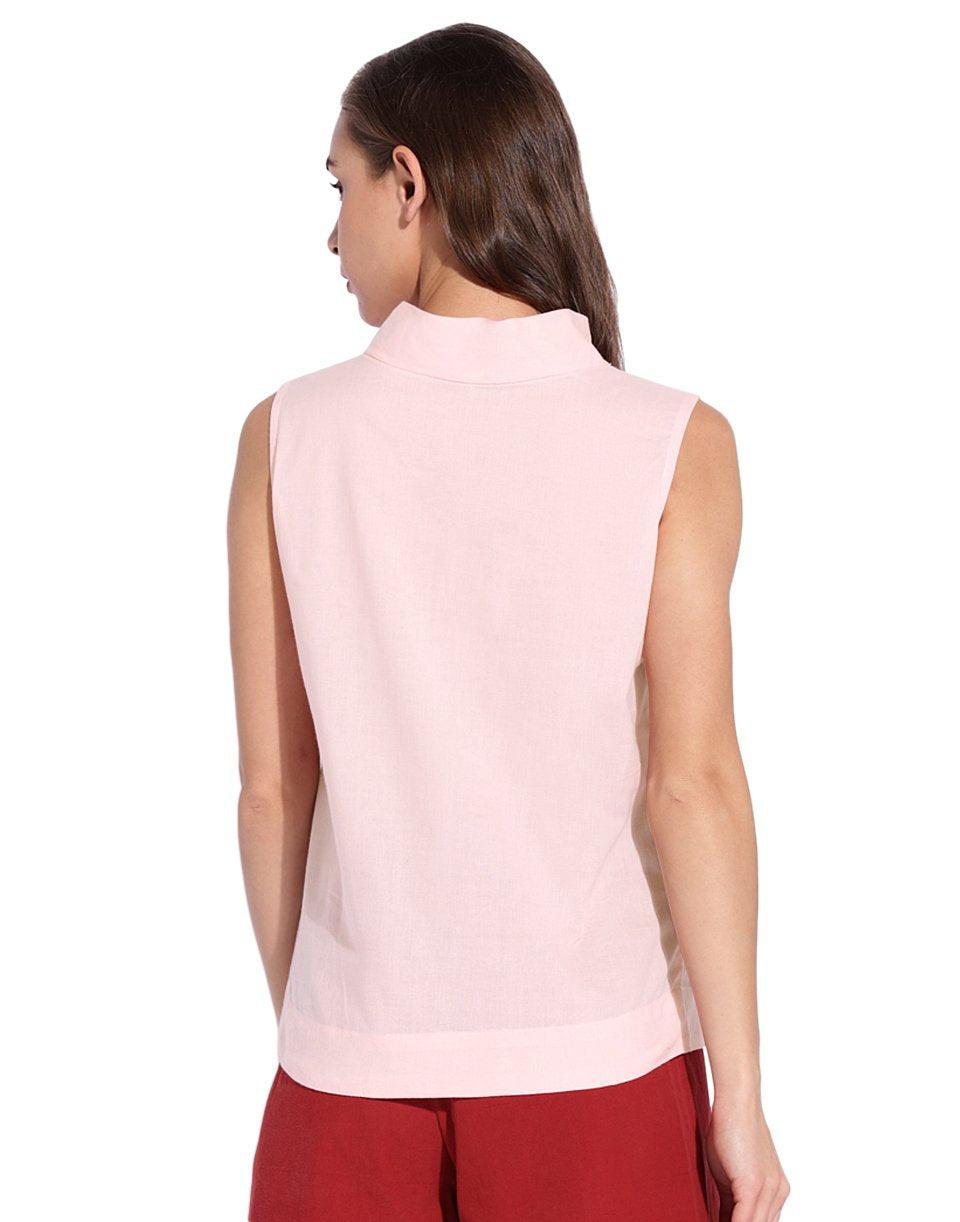 Baby Pink High Neck Sleeveless Top