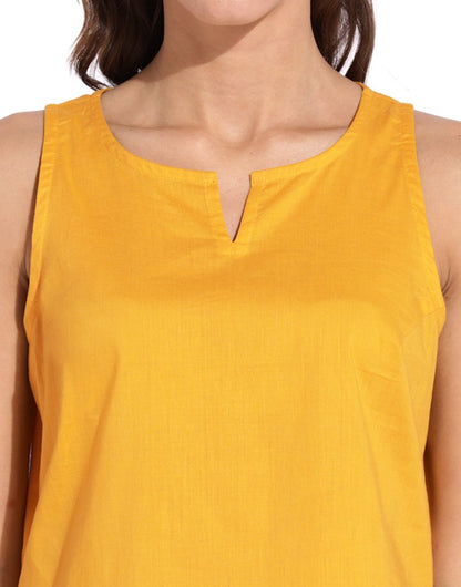 Golden Yellow Slit Neck Halter Top