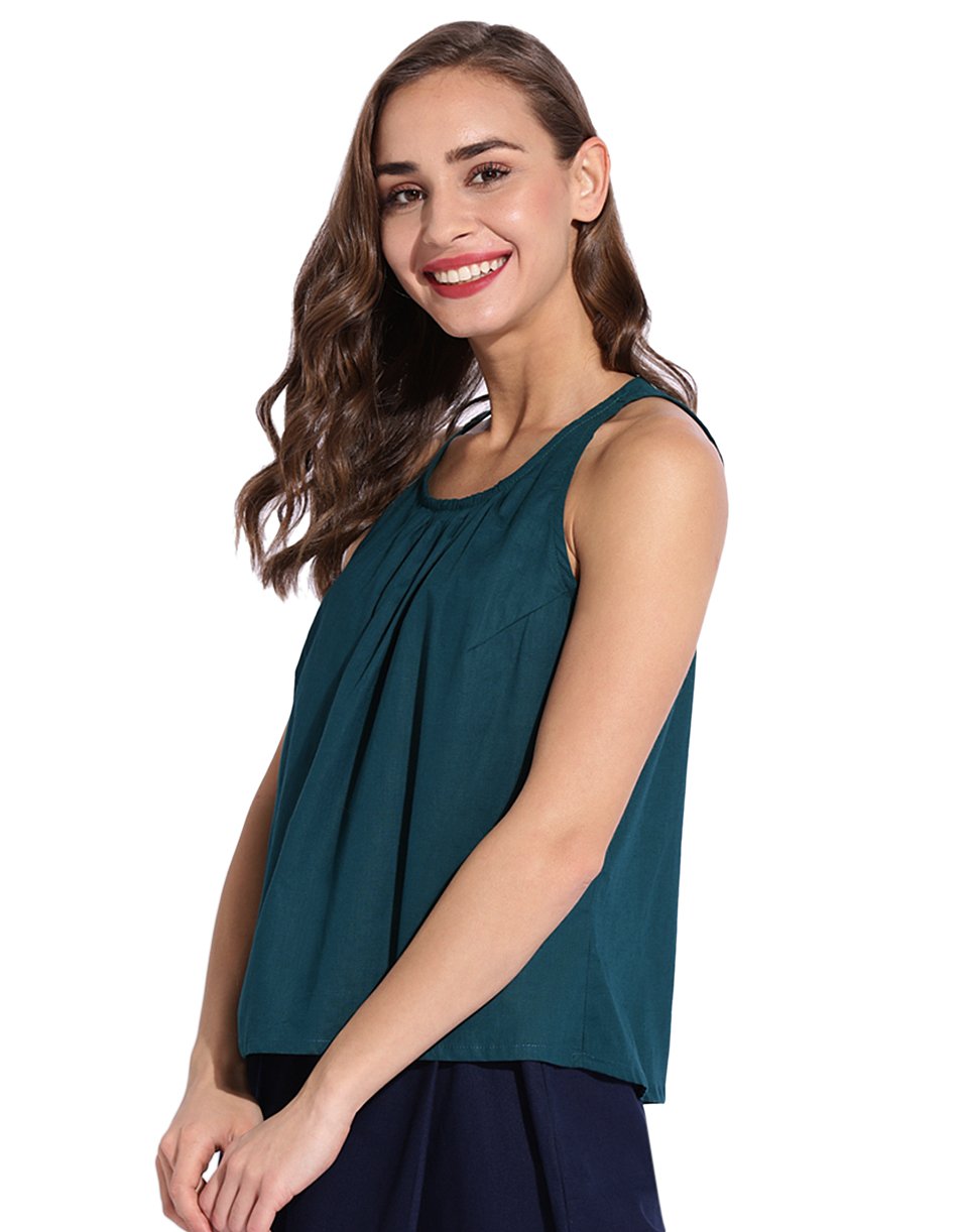 Teal Front Gather Halter Top