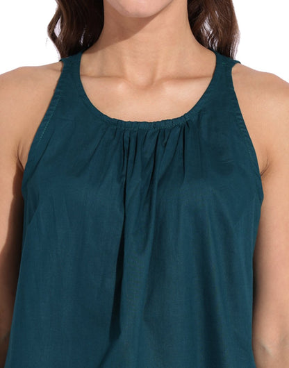 Teal Front Gather Halter Top