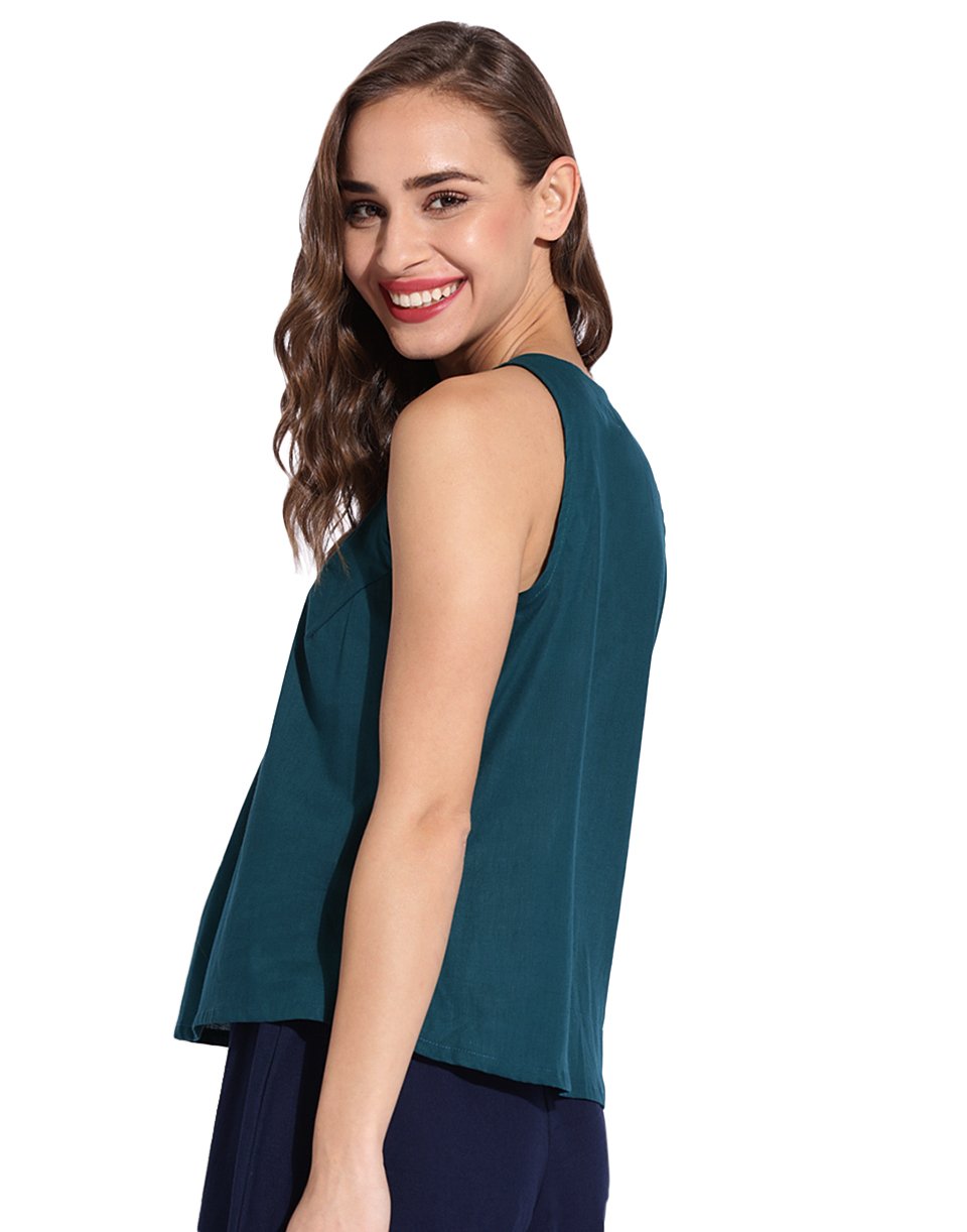 Teal Front Gather Halter Top