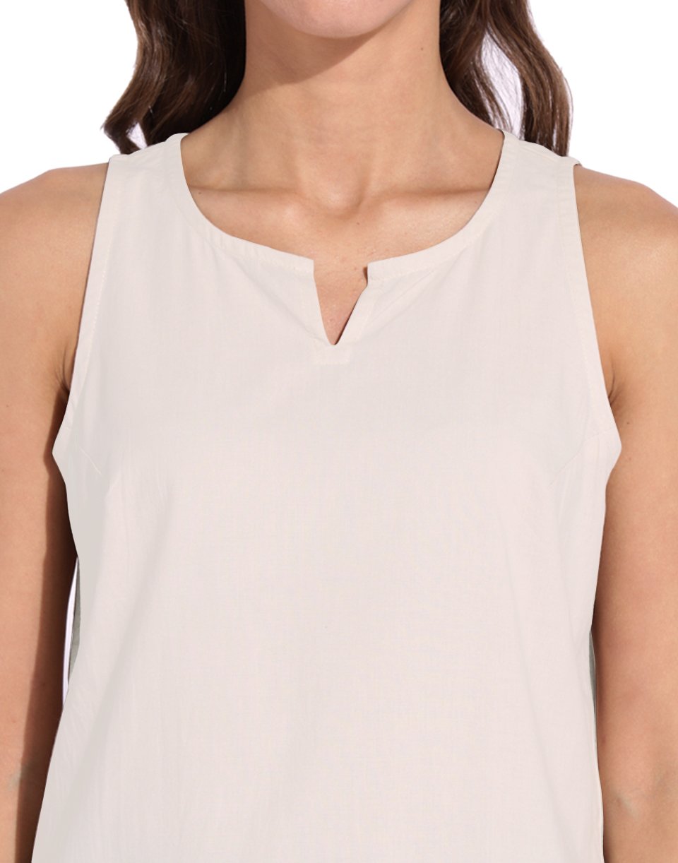 Beige Slit Neck Halter Top