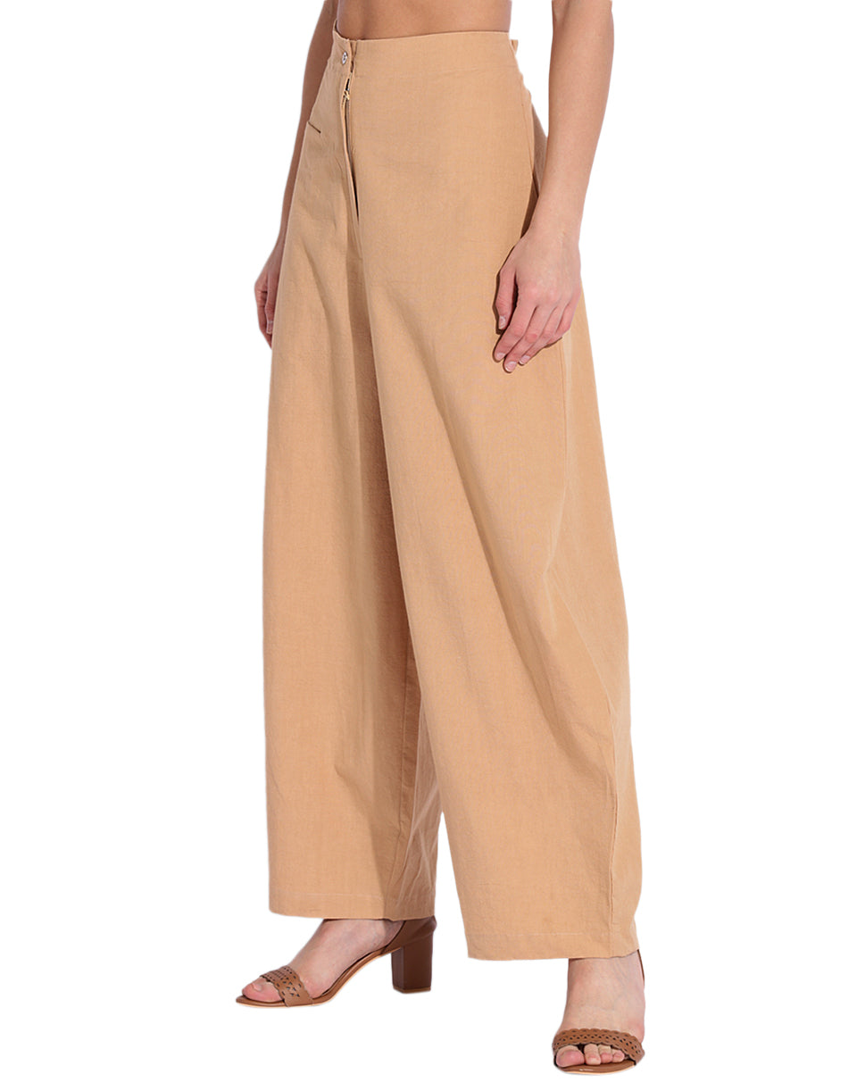 Beige Fitted Cocoon Pant