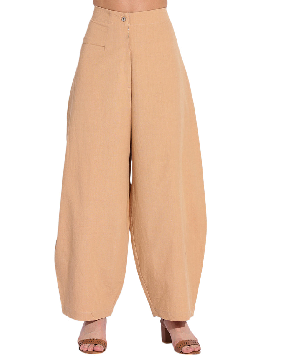 Beige Fitted Cocoon Pant