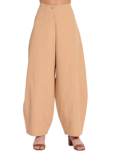 Beige Fitted Cocoon Pant