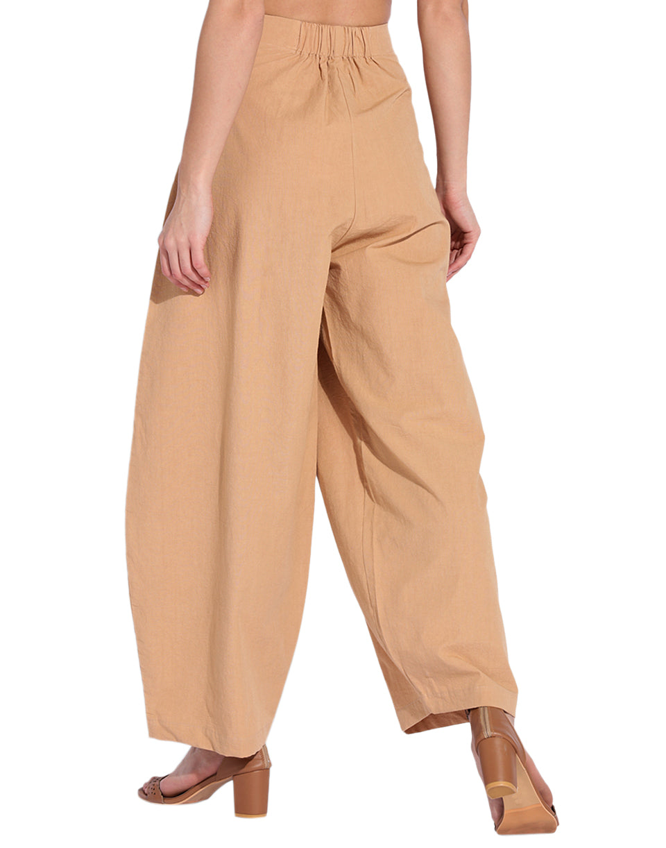 Beige Fitted Cocoon Pant