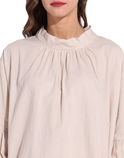 Beige Balloon Sleeve Top