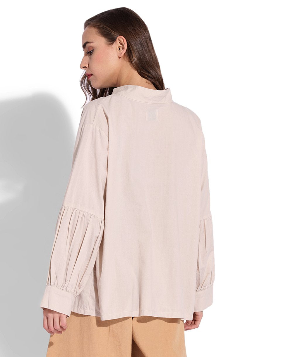 Beige Balloon Sleeve Top