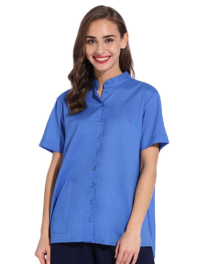 Royal Blue Back Flared Shirt