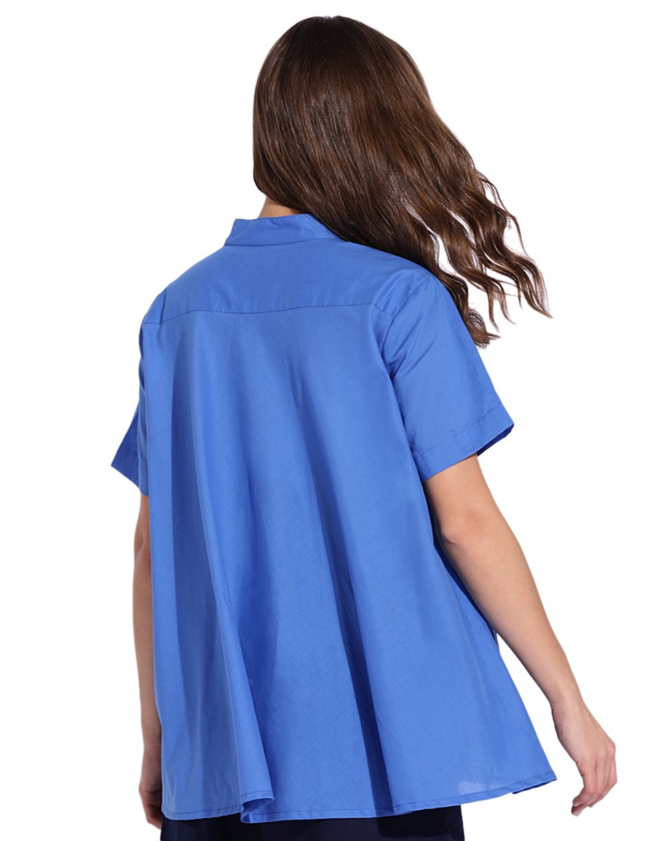 Royal Blue Back Flared Shirt