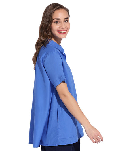 Royal Blue Back Flared Shirt