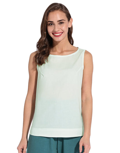 Pista Green Boat Neck Top