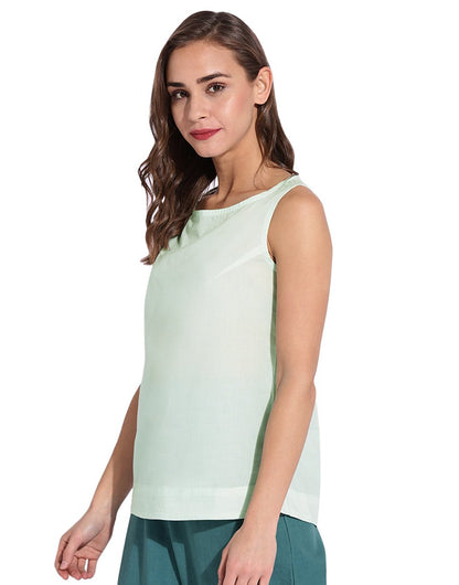 Pista Green Boat Neck Top