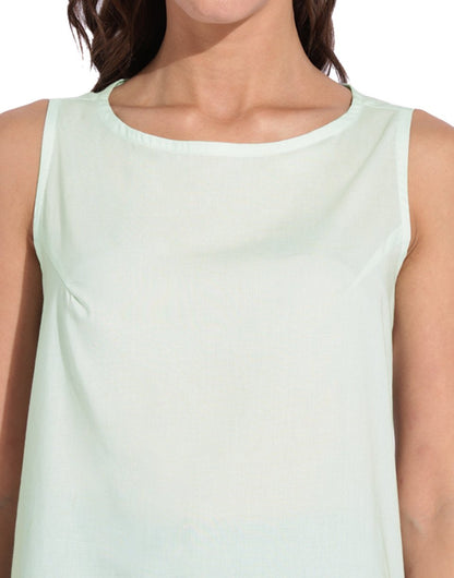 Pista Green Boat Neck Top