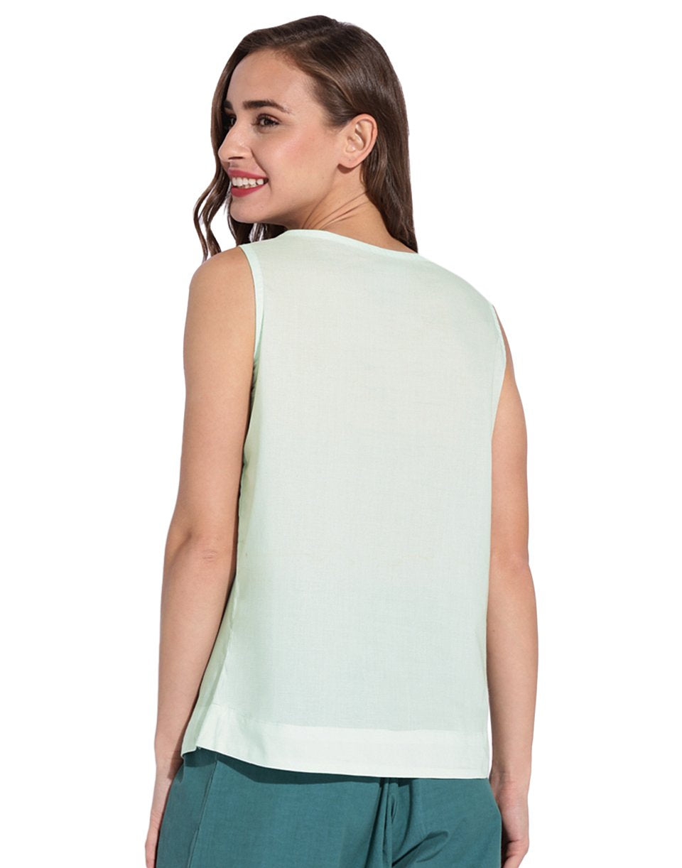 Pista Green Boat Neck Top