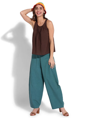 Brown Front Gather Halter Top