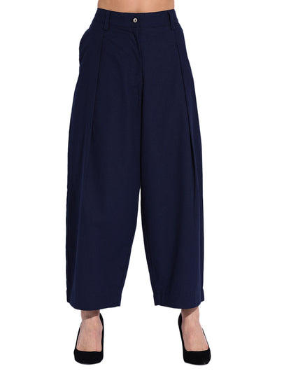 Navy Blue Pleated Pant