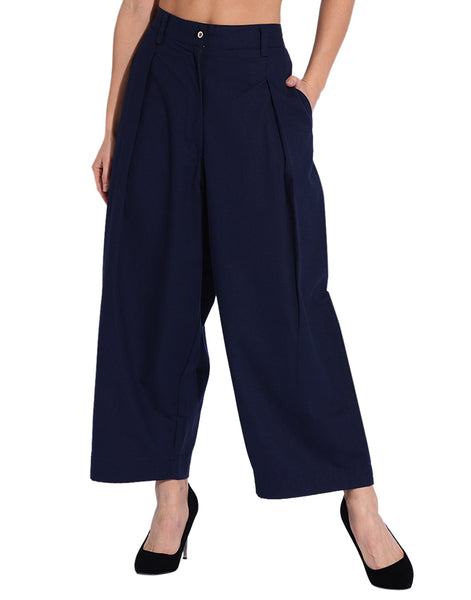 Navy Blue Pleated Pant
