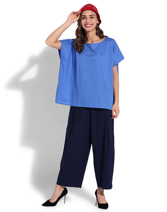 Navy Blue Pleated Pant