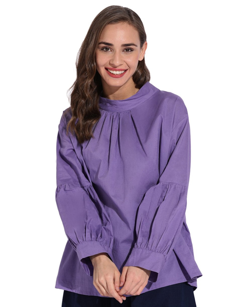 Violet Balloon Sleeve Top