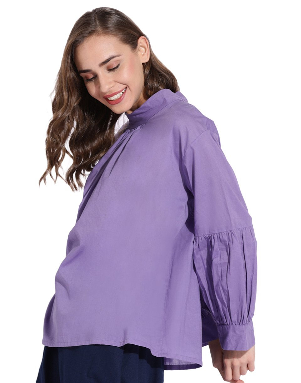 Violet Balloon Sleeve Top