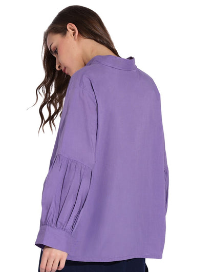 Violet Balloon Sleeve Top