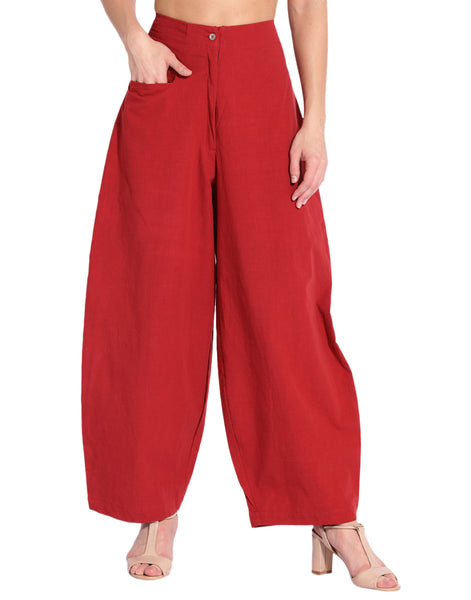 Maroon Fitted Cocoon Pant