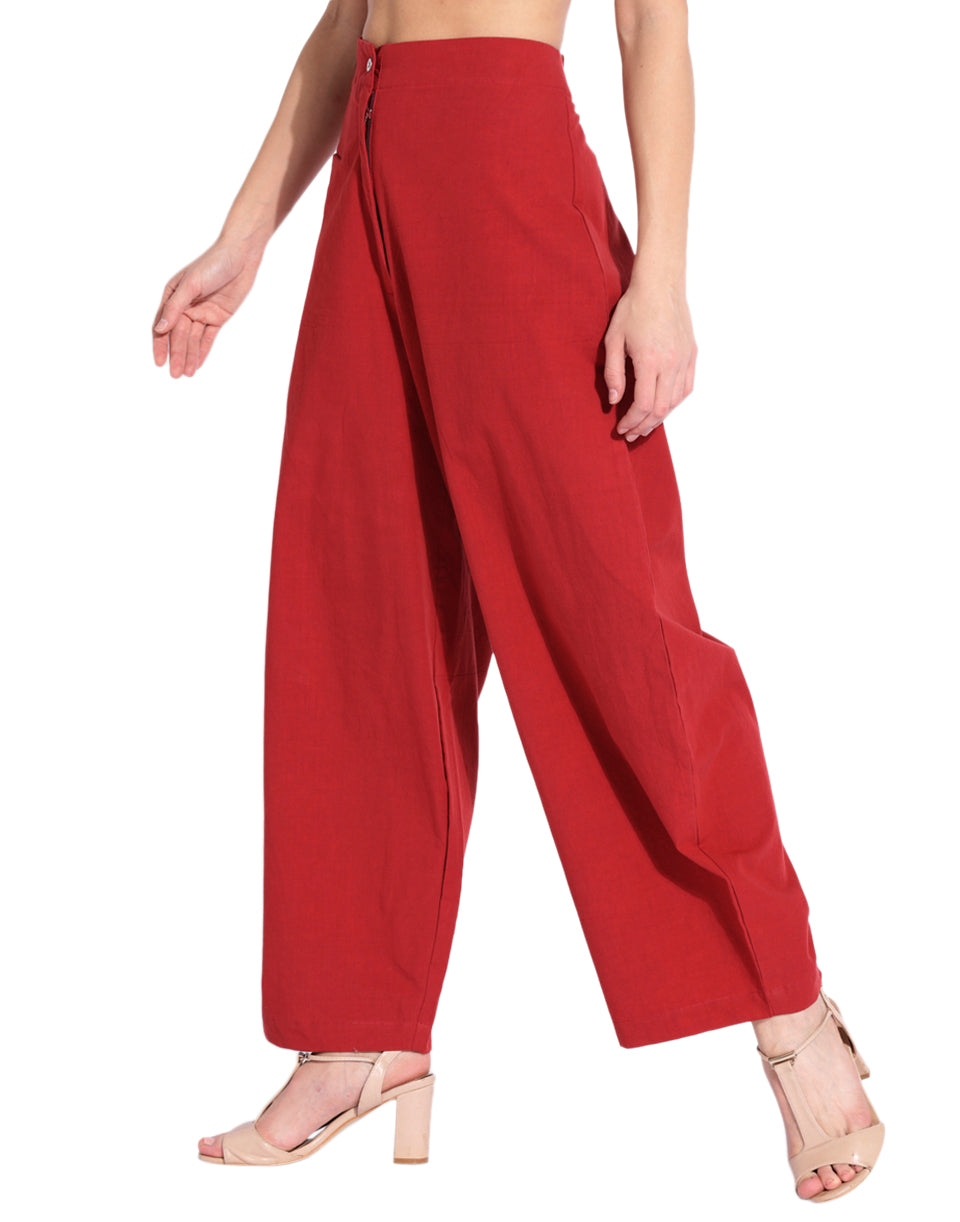 Maroon Fitted Cocoon Pant