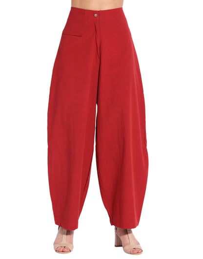 Maroon Fitted Cocoon Pant