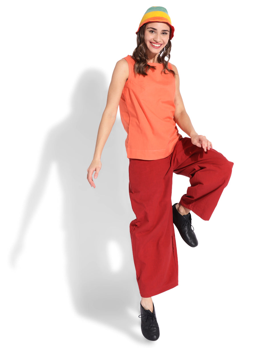 Maroon Fitted Cocoon Pant