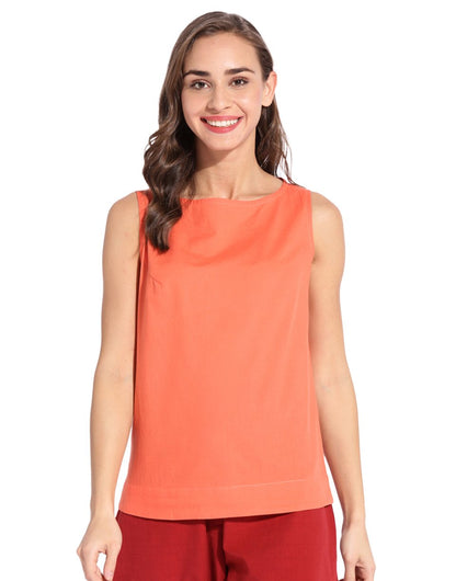 Orange Boat Neck Top