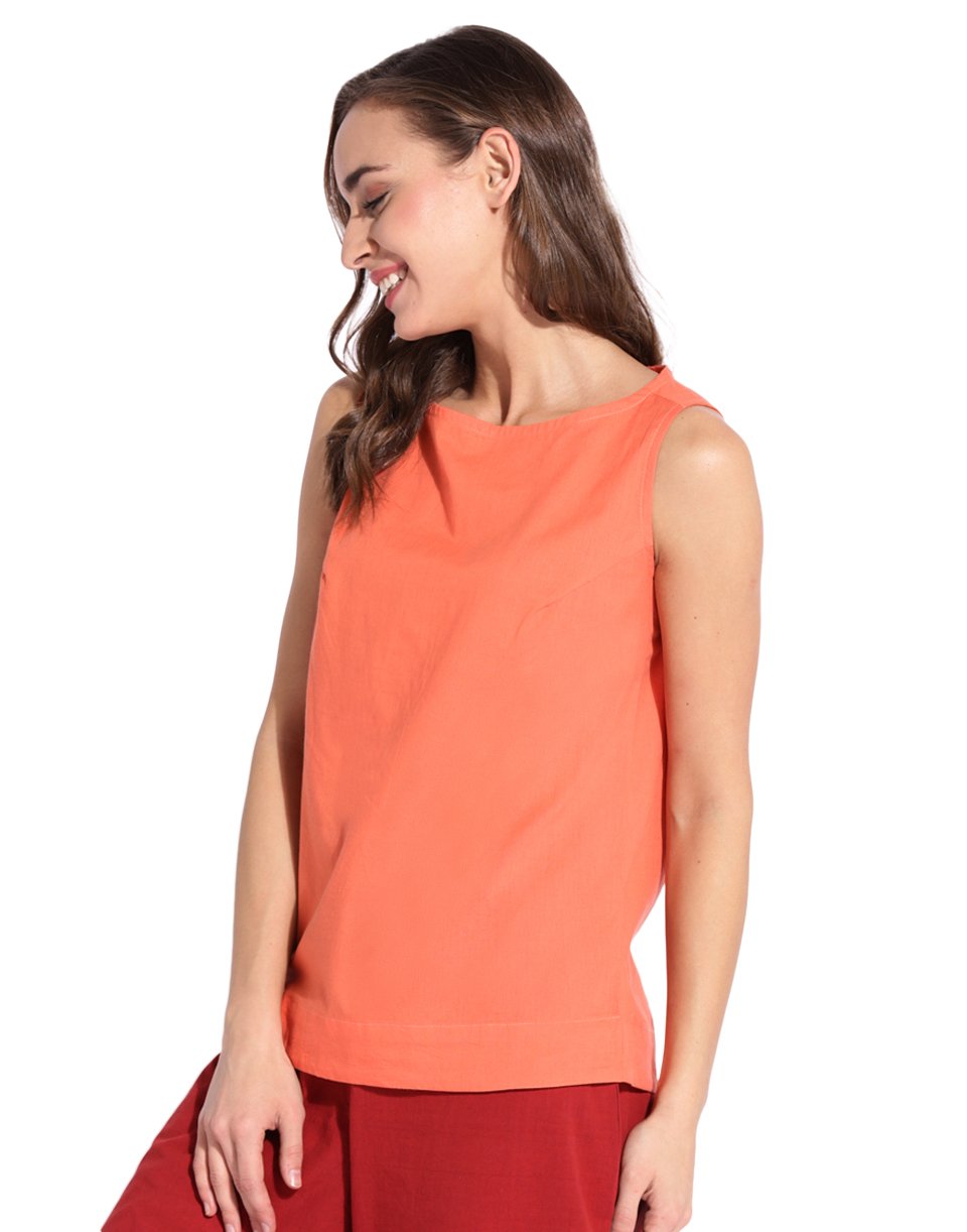 Orange Boat Neck Top