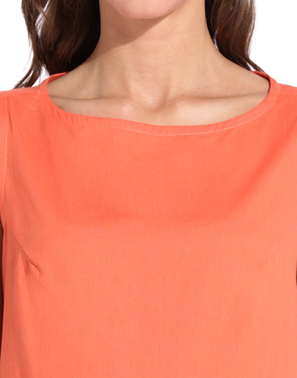 Orange Boat Neck Top